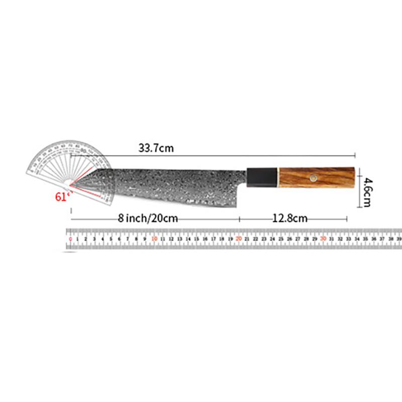 8 Inch Kiritsuke Knife 67-layers Damascus Steel Blade Chef Slicing Vegetable Cleaver Meat Japanese Kitchen Knives Wood Handle