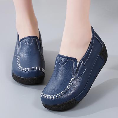 Женские лоферы на платформе, повседневные черные кожаные женские туфли с лифтом для увеличения роста, толстая подошва, обувь для тряски, большие размеры