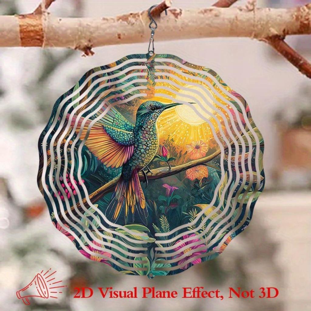 Яркая Цветочная Подвеска-Колокольчик с Колибри Красочный Металлический Садовый Декор Батарейки Не Нужны для Открытого Патио Веранды Праздничный Подарок