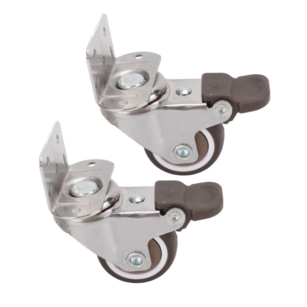 2pcs Caster Wheels Low Noise 360 Degrees Rotating TPE Rubber Dustproof Casters with Brake for Furniture