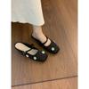 2025 Summer New French Niche Bag Head Low Heel Half Slippers Women's Outer Wear with Skirt Gentle Single Shoes Mary Jane