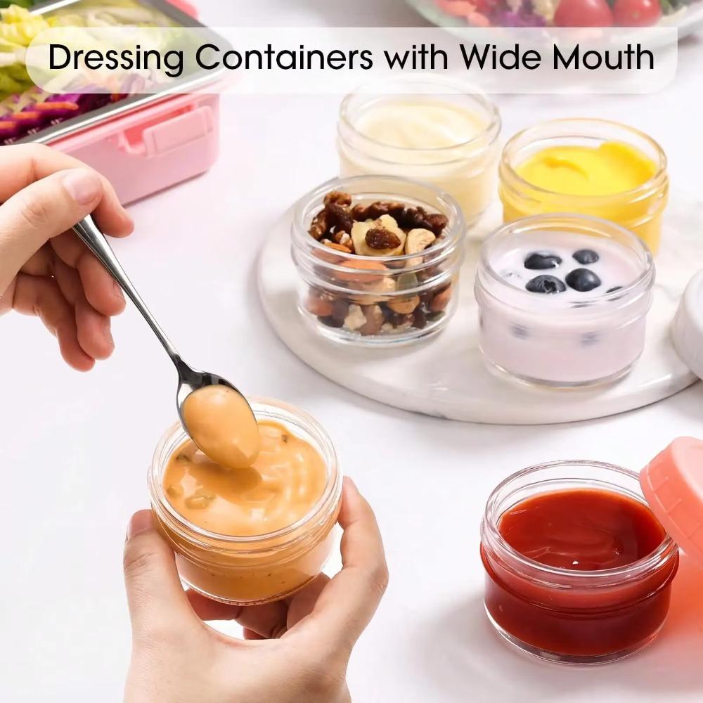 6pcs 70ml Dipping Sauce Cup Glass Salad Dressing Container Spice Jar Outdoor