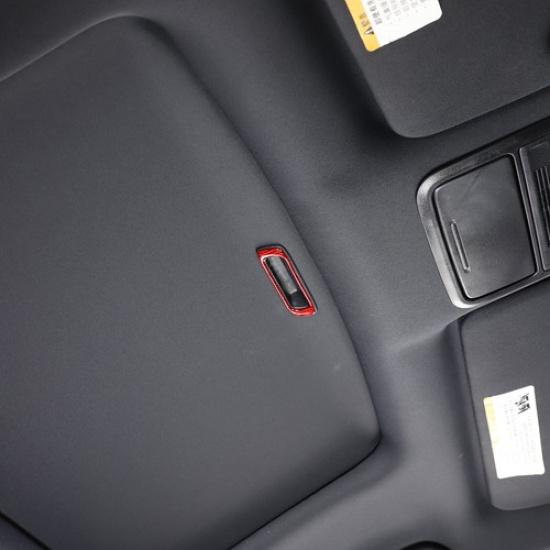 Red Carbon Fiber Car Sunroof Handle Cover Stickers For Honda Pilot 17-23