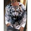 2024 New Tiger Print Pullover Autumn Winter Men's Casual Long Sleeve Round Neck Sweatshirt Streetwear Harajuku Men's Wear