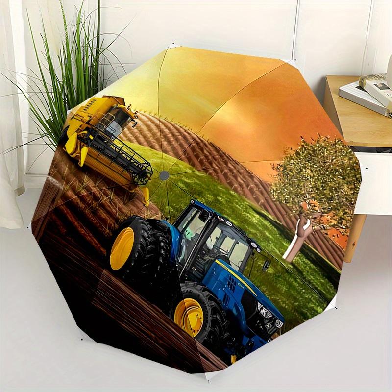 1pc Combine Harvester Tractor Themed High-quality Umbrella,Automatic Opening and Closing Umbrella,Multi-functional Umbrella G0811306