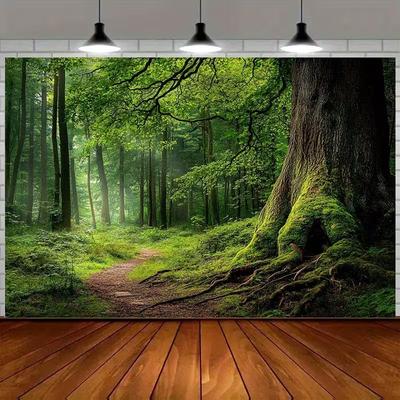 2D Заколдованная Зеленая Лесная Тропа Фон для Фотосъемки
