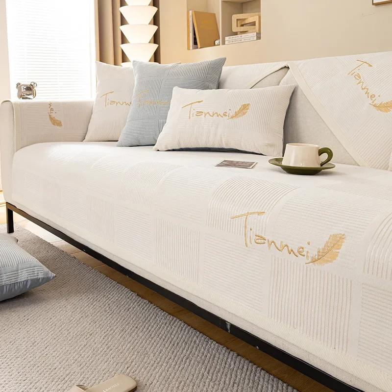 Скандинавский чехол для дивана из синели для гостиной, Нескользящий утолщенный теплый коврик для диванной подушки, простой стиль, диванное полотенце, домашний декор для дивана