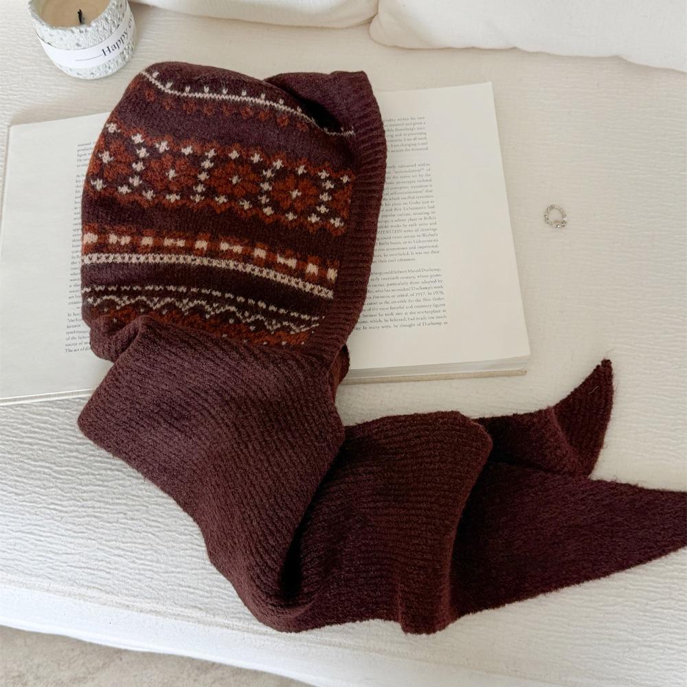 Шапка-пуловер Шапка с защитой ушей Шарф Шапка Вязаная шапка Модная шапка с капюшоном Уличная одежда