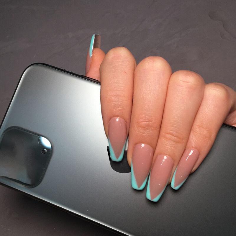 24 шт., французские свежие накладные ногти, яркие цвета, накладные ногти, съемные кончики ногтей, блестящие предварительно разработанные ногти, дизайн ногтей