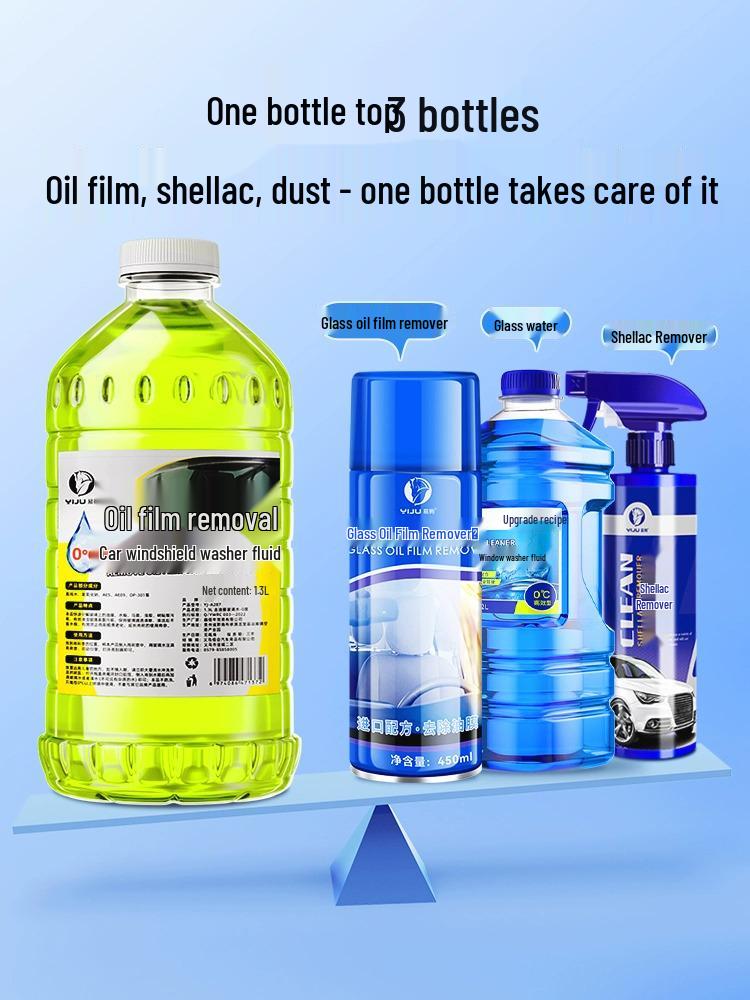 All-Season Glass Stain & Oil Film Remover: Universal, Concentrated Windshield Washer Fluid, Antifreeze to -40°C for Car Use