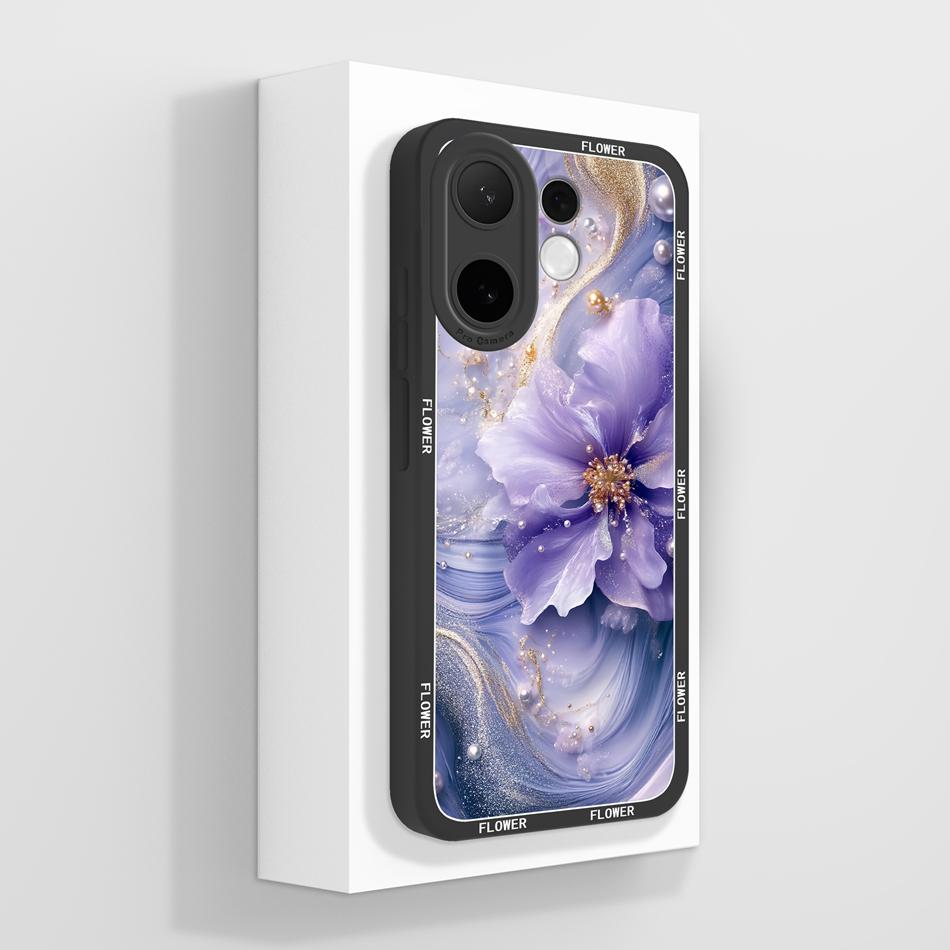 For Vivo V60 Lite Case Candy Painted Flower Phone Back Cover For Vivo V 60 Soft Liquid Silicone Anti Drop Full Protection Bumper