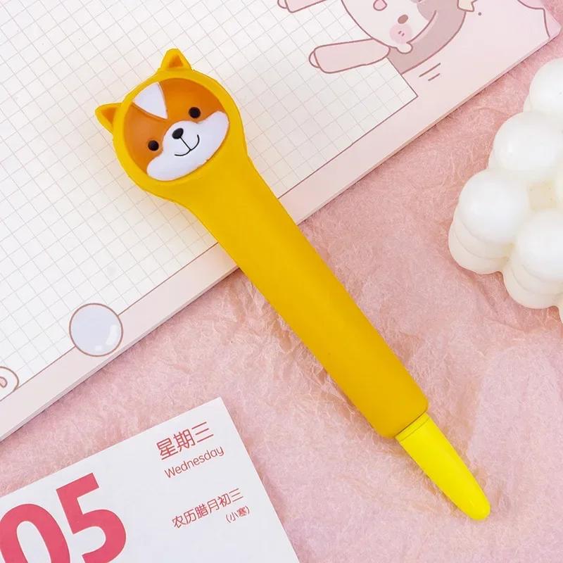 1Pc Cute Cartoon Fruit Animal Decompression Gel Pen Creative Fun Kid Soft Elastic Pinch Pen Student Stationery School Supplies