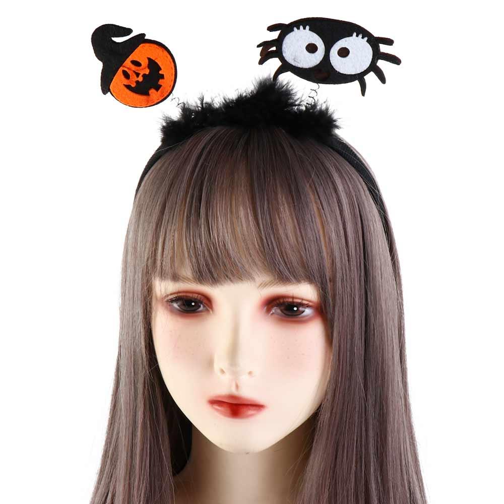 Spider Halloween Feather Headband Cartoon Ghost Headband Trendy Pumkin Hairband  Girl