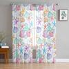 Ocean Watercolor Starfish Shell Summer Tulle Voile Curtains for Bedroom Living Room Window Curtain Sheer Curtains Organza Drapes