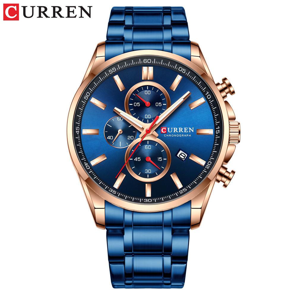 CURREN New Top Men's Watches Six -pin Quartz Watch Steel Belt Business Casual Watch
