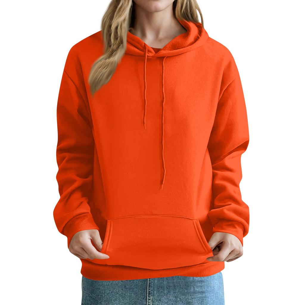 Женская модная однотонная толстовка, свободная повседневная толстовка с капюшоном