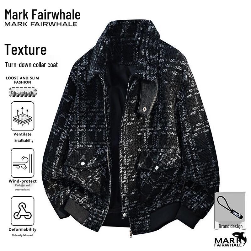 MARK FAIRWHALE Men's Casual Hooded Texture Jacket