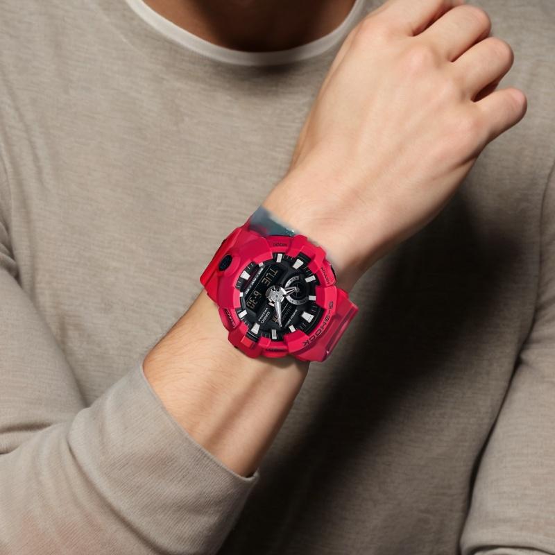 Casio Мужские часы с двойным дисплеем (жидкокристаллический/аналоговый) Серия Черные Часы GA-700-4APRG
