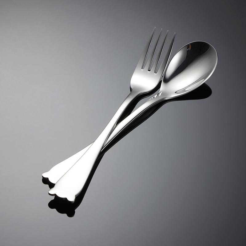 Вилка-ложка в форме панды из нержавеющей стали 304, детская посуда, корейская десертная вилка-ложка, зеркально отполированная, переносная