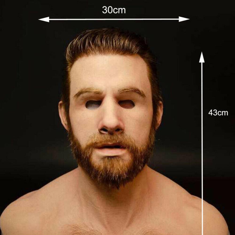 Взрослый латексный мужской чехол для лица, мужская маскировка, косплей, маска, реалистичный реквизит для Хэллоуина