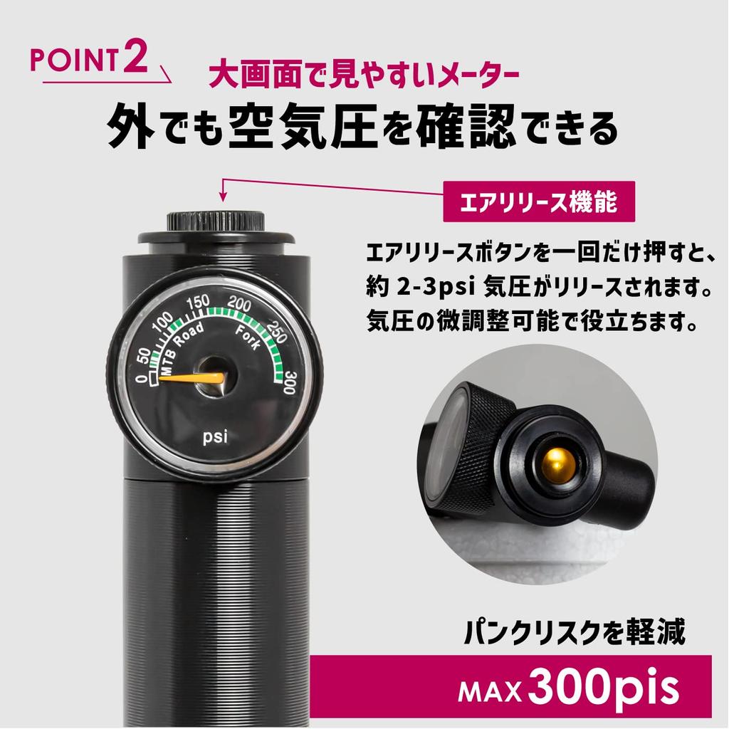GORIX Велосипедный портативный насос, дорожный велосипедный воздушный насос, манометр высокого давления, в комплекте 300 фунтов на кв. дюйм, совместим с мини-насосами французского и американского стилей