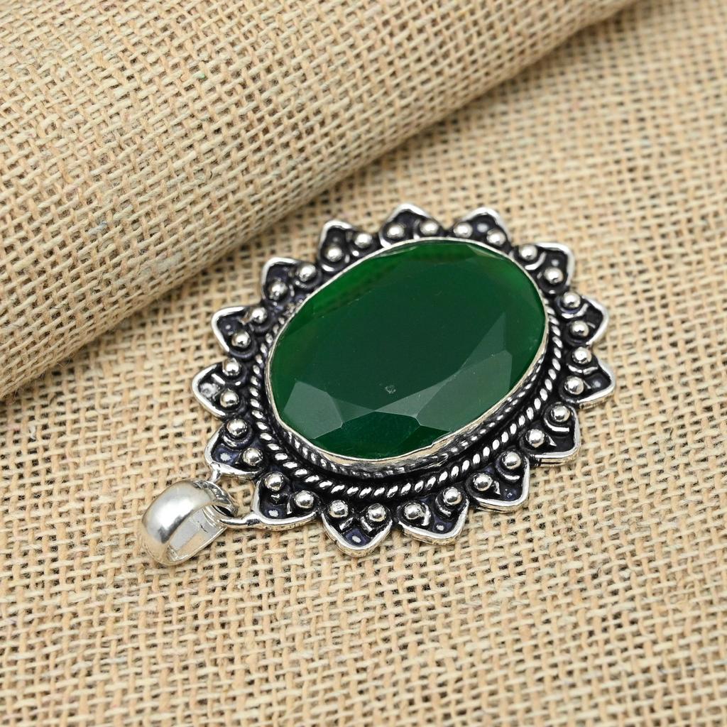 Созданный в лаборатории ювелирный изумрудный драгоценный камень, подвеска из стерлингового серебра 925 пробы, подарок ручной работы для нее