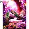 Huacan Cross-stitch Peacock 5D Full Diamond Embroidery Painting Rhinestone Pasted DIY Cross Stitch