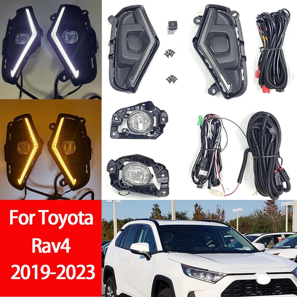 For 2019-2023 Toyota Rav4 LED Fog Lights with Bulbs+Bezels+Wire Harness+Switch