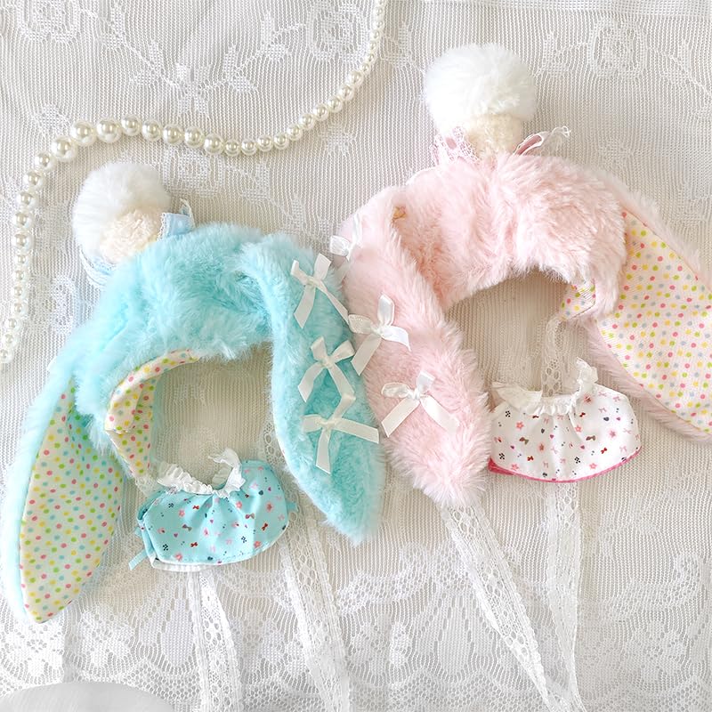 Пушистая шапка-кигуруми кролика для плюшевых игрушек (10см), Розовый [Б/У]