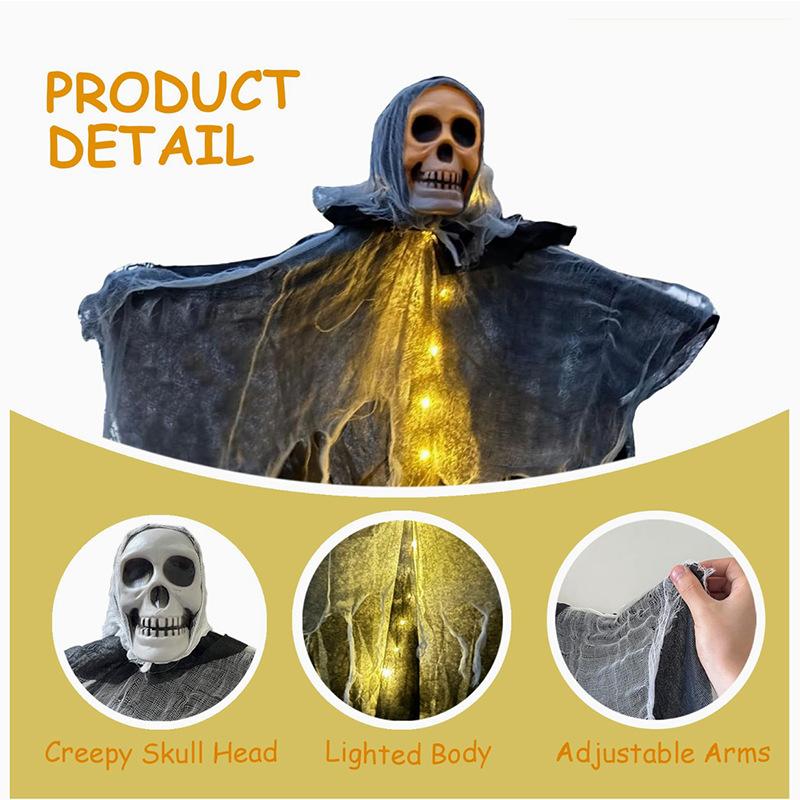 Halloween Party Glowing Hanging Skeleton Ghost Ornament Horror Props Haunted House Decorations