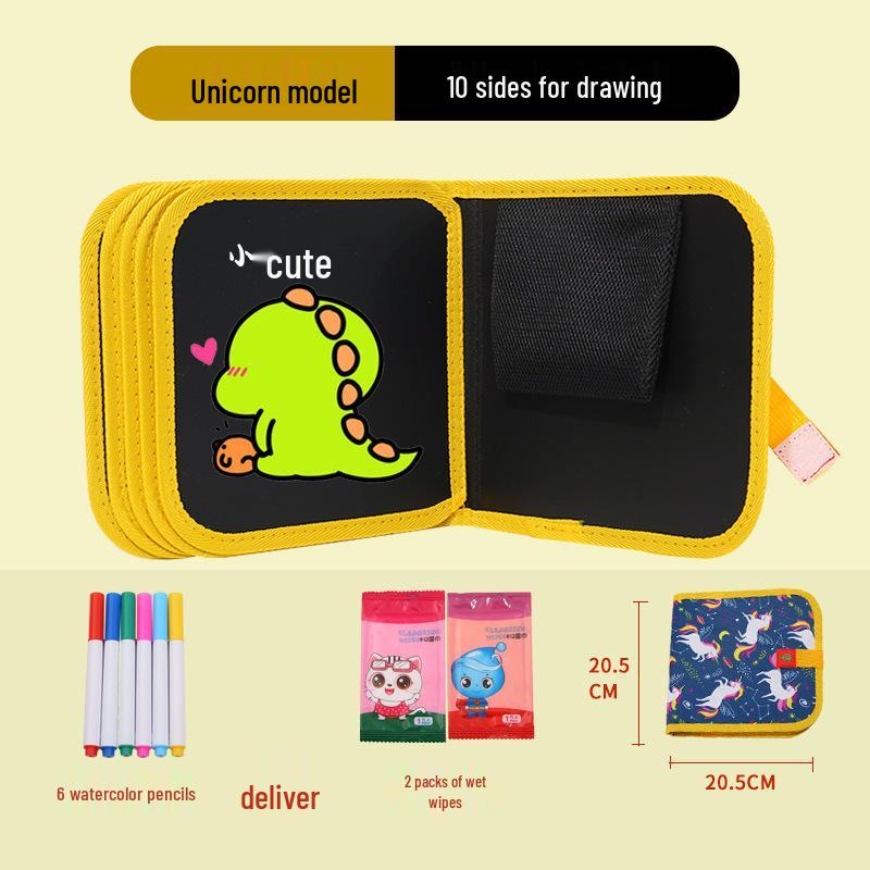 Erasable Children's Cartoon Watercolor Chalk Drawing Board & Coloring Book