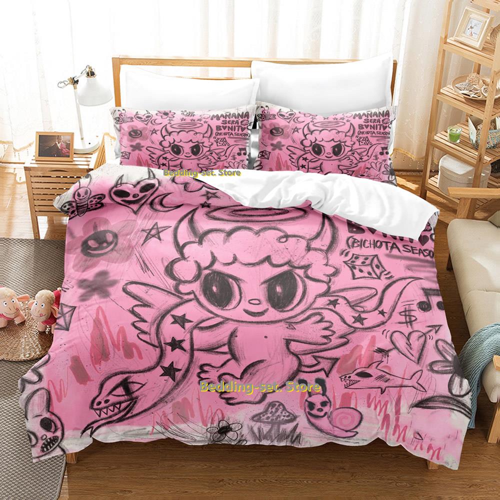 Karol G New Album Cover Manana Sera Bonito Bichota 2 Bedding Set Cartoon Anime three-piece Set Teenager Bedroom Duvetcover Sets