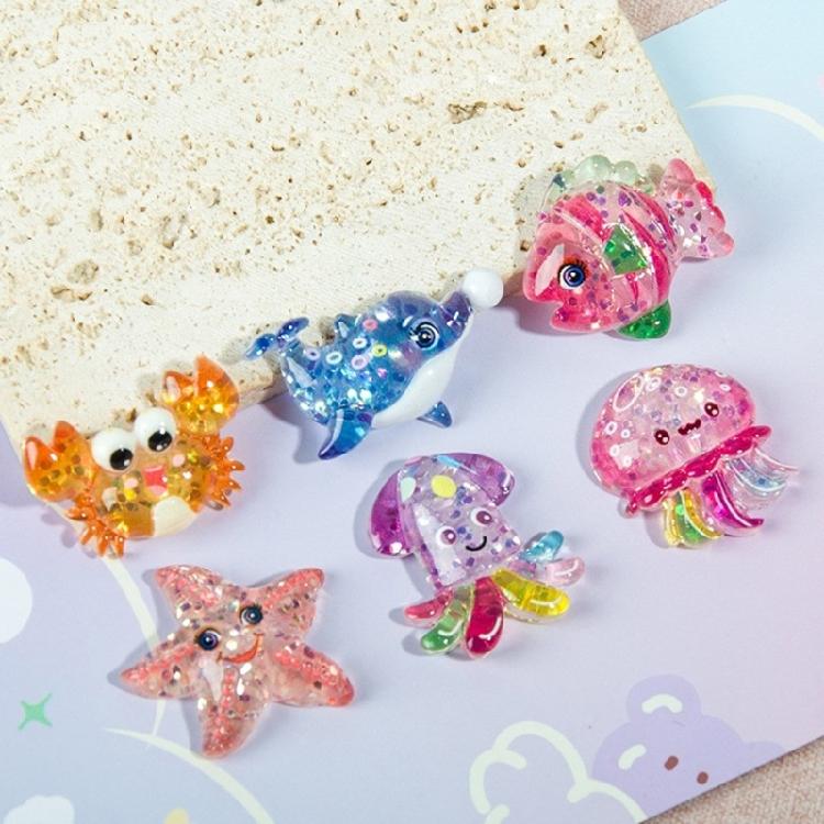 Набор из 2/6 смоляных фигурок морских существ, ornaments для поделок, фоторамок, чехлов для телефонов, скрапбукинга и аксессуаров для волос