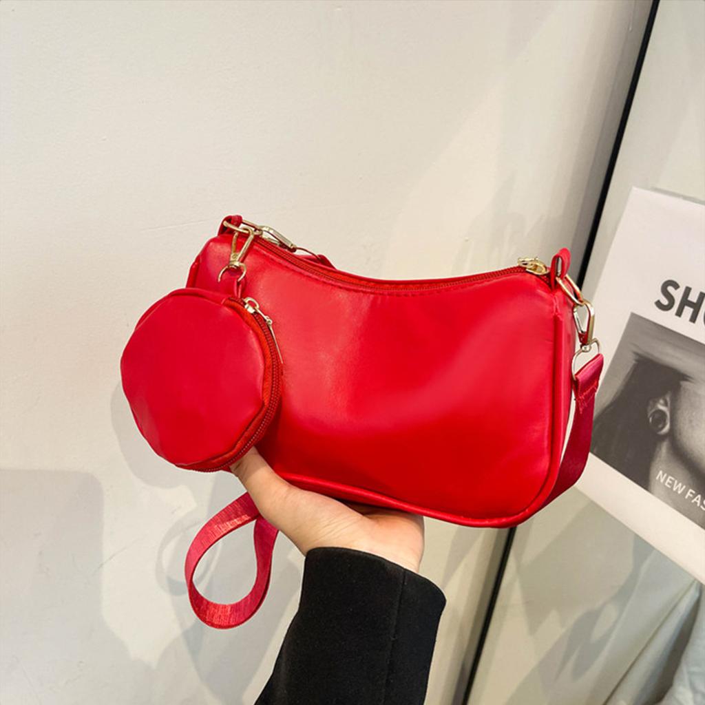 Stylish Shoulder Bag for Women Lightweight PU with Detachable Coin Purse Adjustable Strap for Daily Use Shopping Handbag