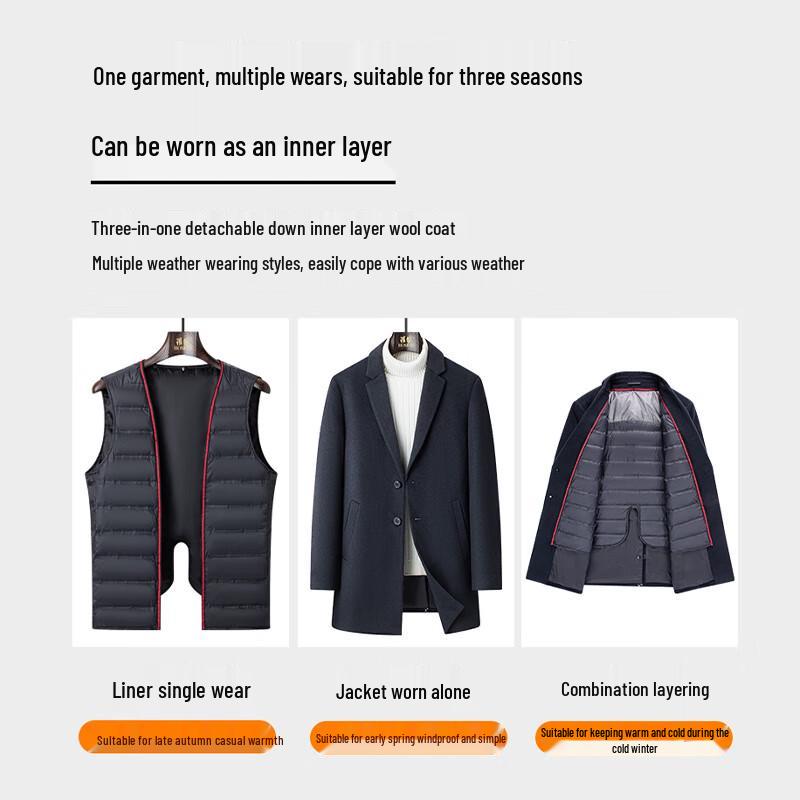 ROMON Мужское полупальто средней длины из смесовой шерсти с подкладкой из пуха