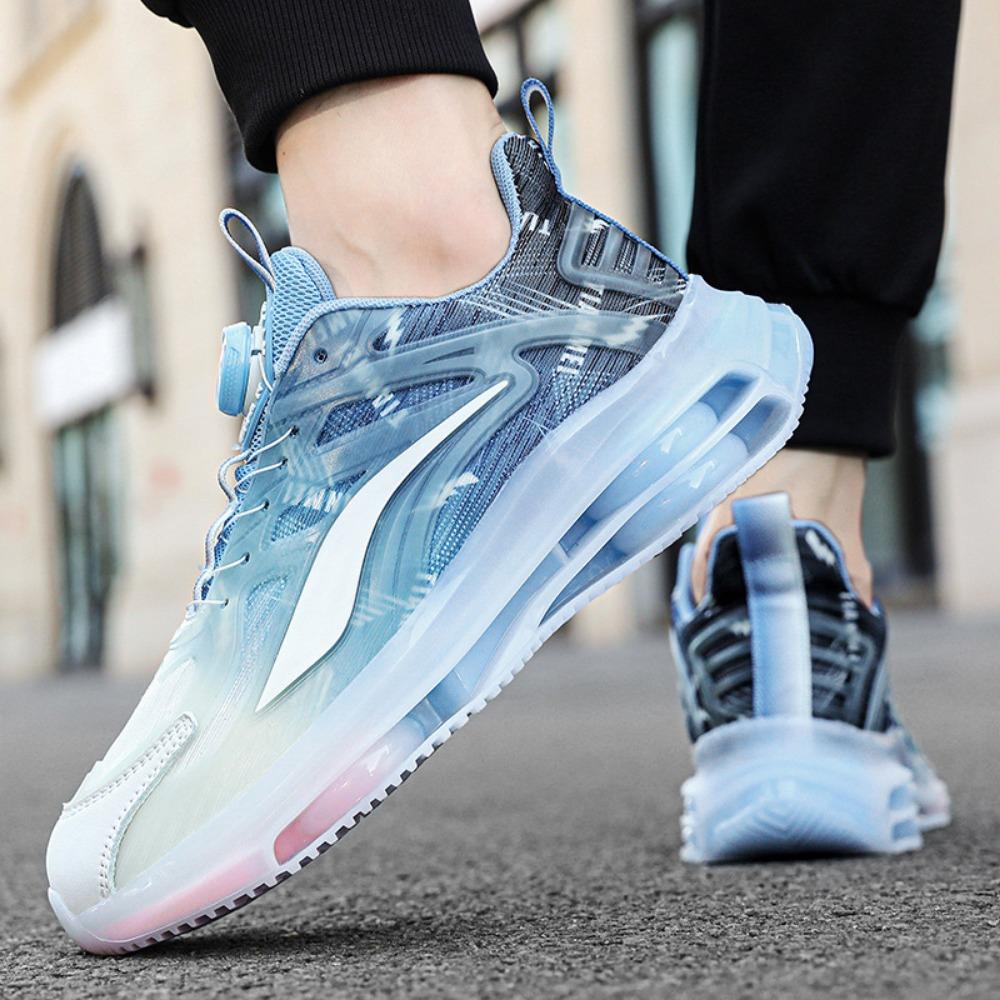 Мужская обувь, дышащие повседневные кроссовки с вращающейся кнопкой, мужские модные туфли на толстой подошве с приподнятой воздушной подушкой для папы