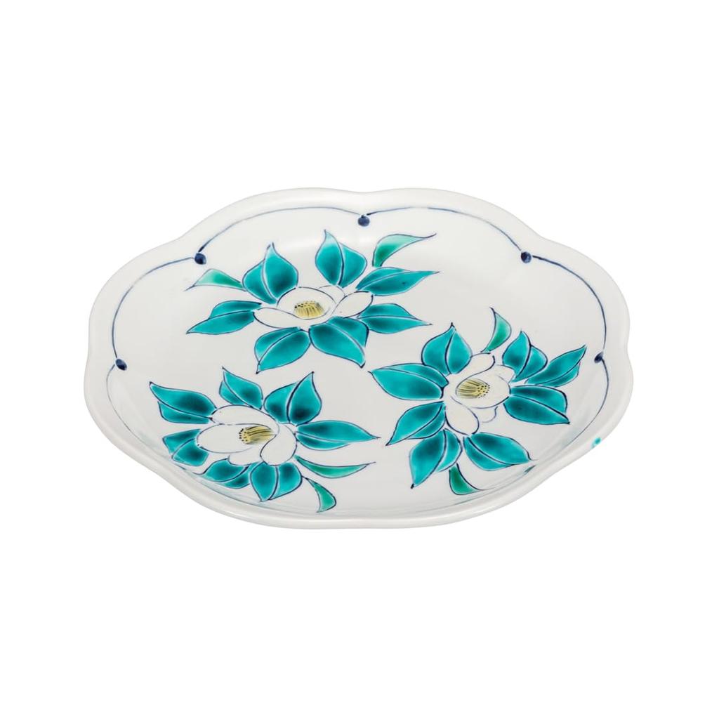 Kutani ware Iwataya No. 7 serving plate, camellia, K8-328