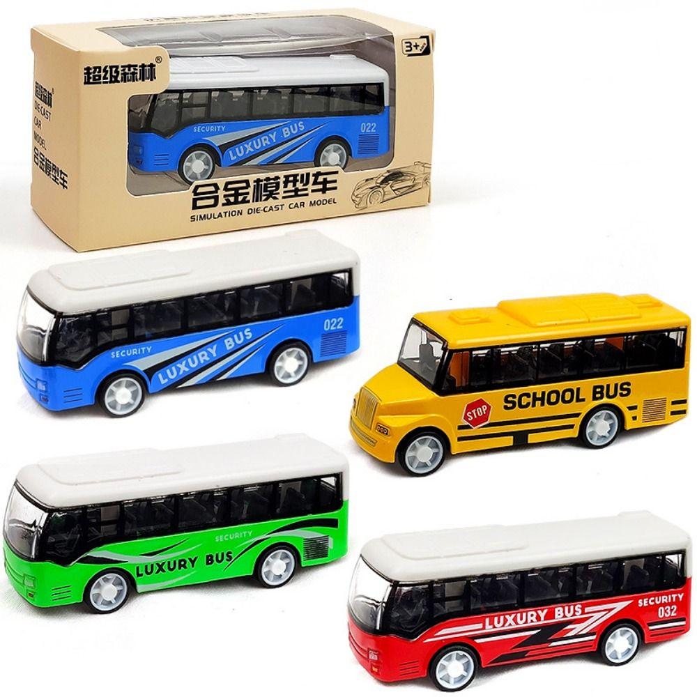 High Quality Ornaments High Imitation Extended Bus Toys Vehicle Model Alloy Bus Model Pull Back