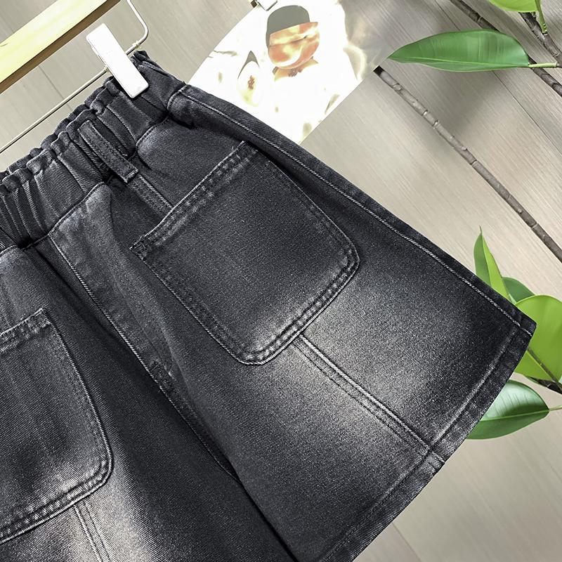 DIMANAF Plus Size 2025 Summer Women Shorts Pants Elastic Loose Pockets Jeans Short High Waist Casual Basic Pants Maxi