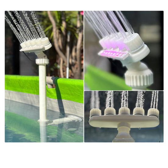 Solar Pool Fountain Adjustable Fountain with 7 Color LED Lights Universal RGB Color Changing Waterfall Light with Remote Control