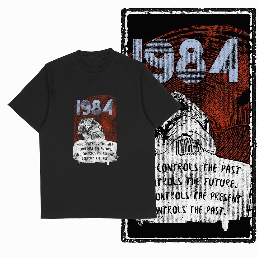 Coolmind X0019 Хлопок большой размер принт 1984 эксклюзивная графика унисекс футболка свободная с круглым вырезом унисекс футболка повседневная футболка для унисекс футболок