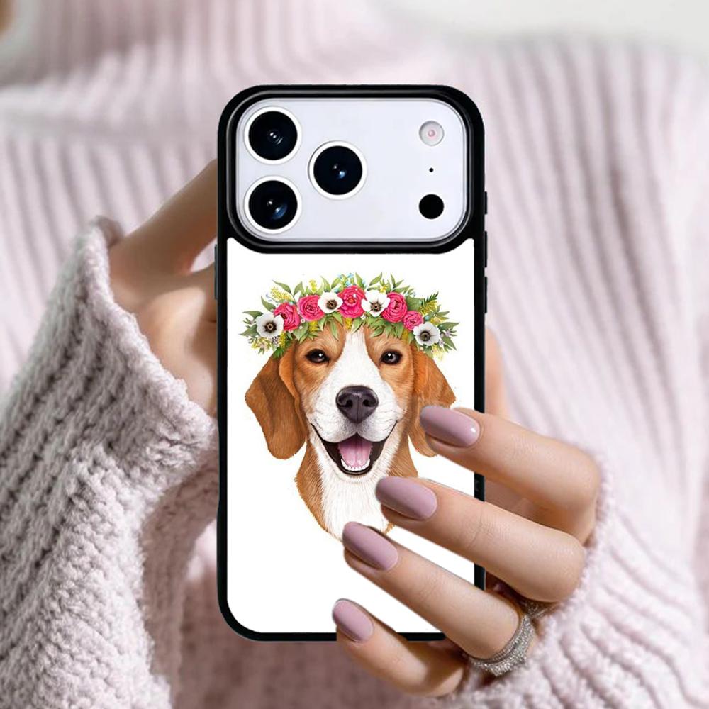 Чехол для телефона с изображением Бигля и цветов Для Apple iPhone 17 Air 16E 15 14 Plus 13 12 11 Pro Max Mini Funda Обложка