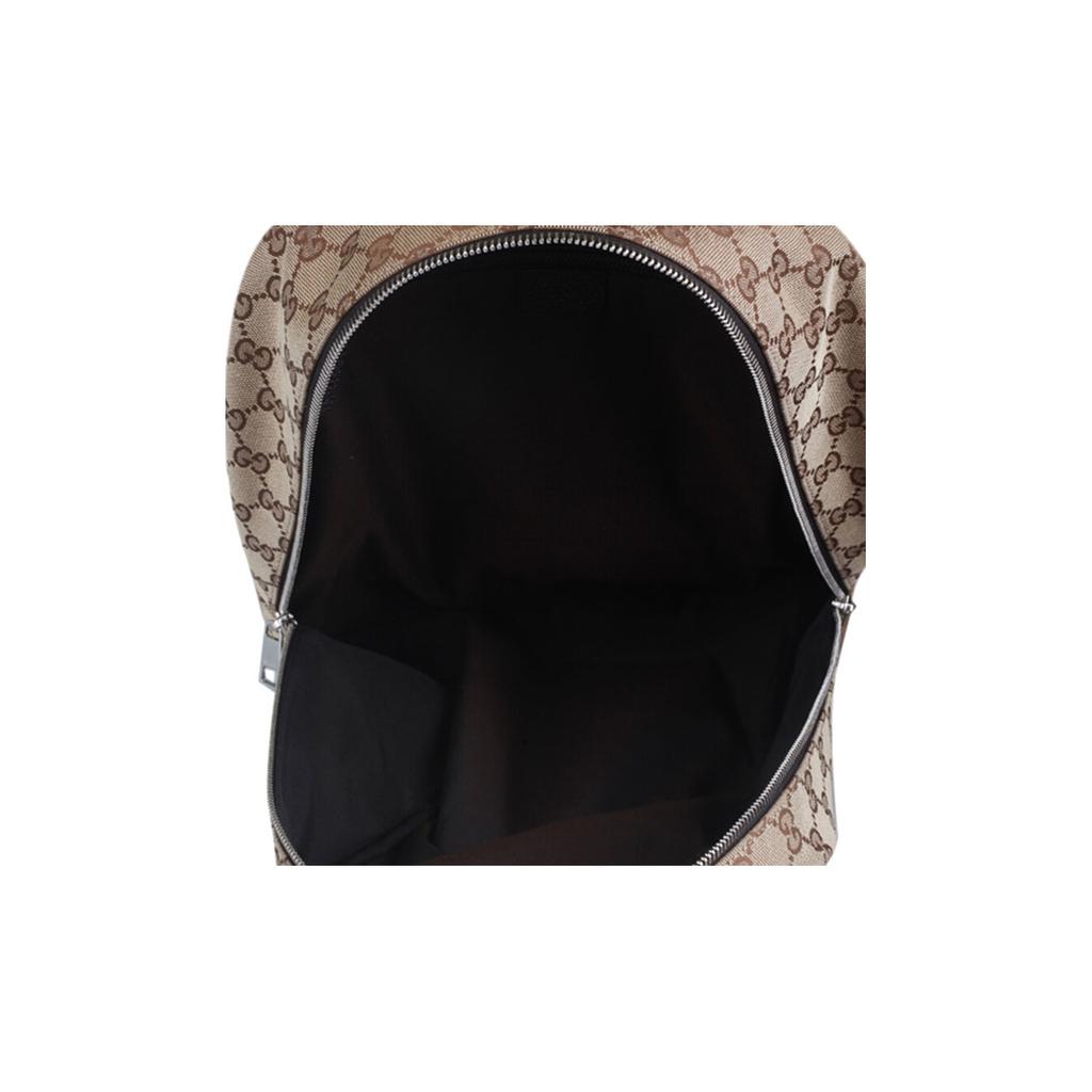 Gucci Vintage Logo Fabric And Leather Backpack Unisex Backpacks Ebony Brown 449906-KY9NN-9873