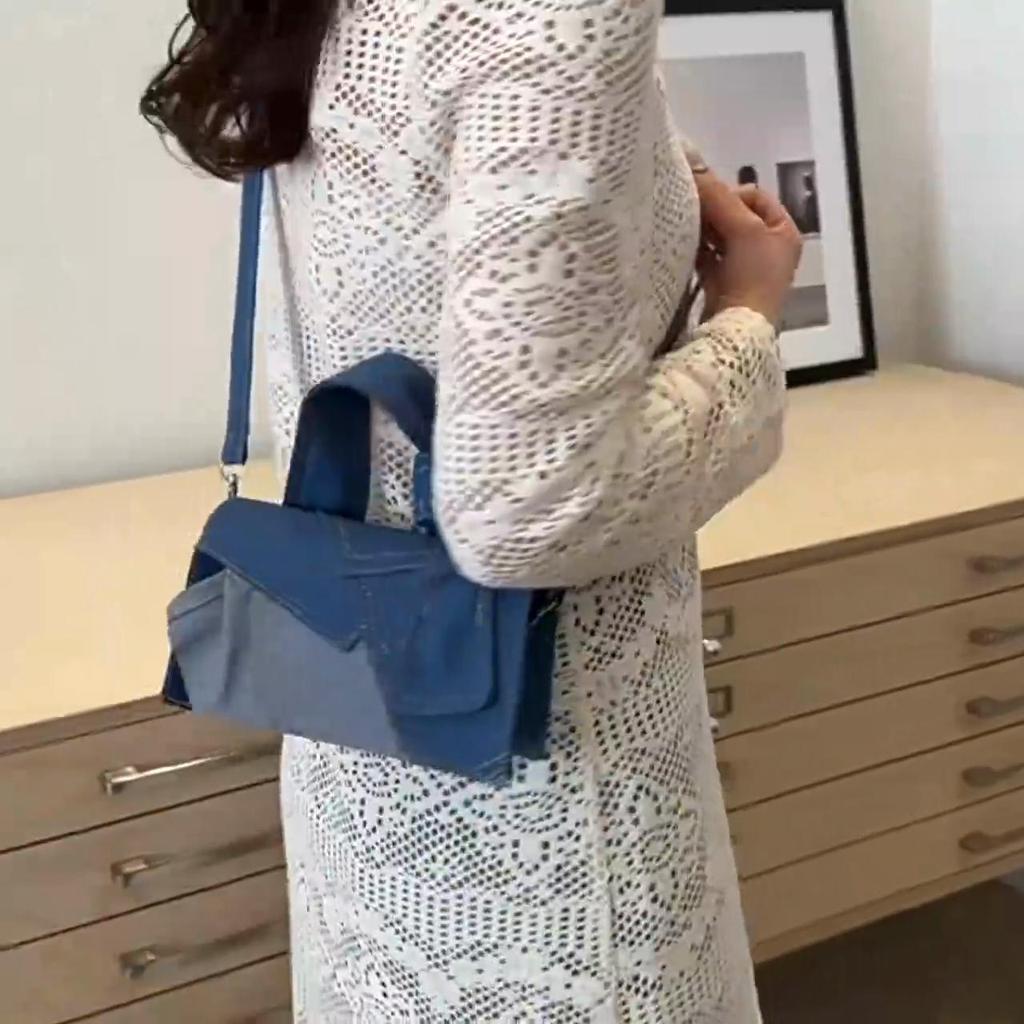 Роскошные дизайнерские женские джинсовые сумки кроссбоди, новая маленькая квадратная сумочка с ручкой-узлом, сумка-тоут, сумка-мессенджер ARI