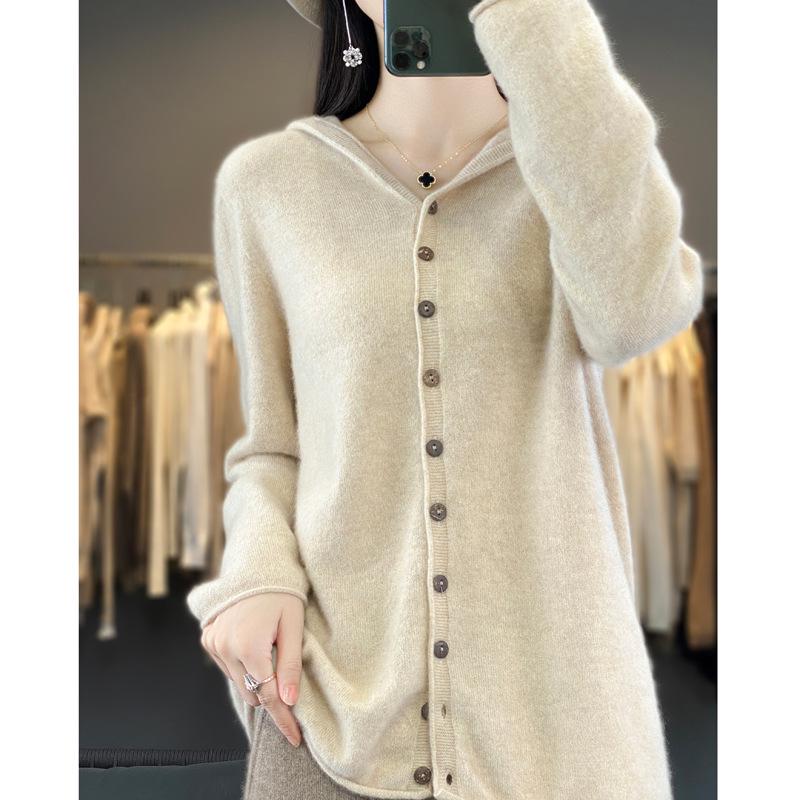Women's Loose Knit Wool Cardigan Sweater - Autumn/Winter Casual Top