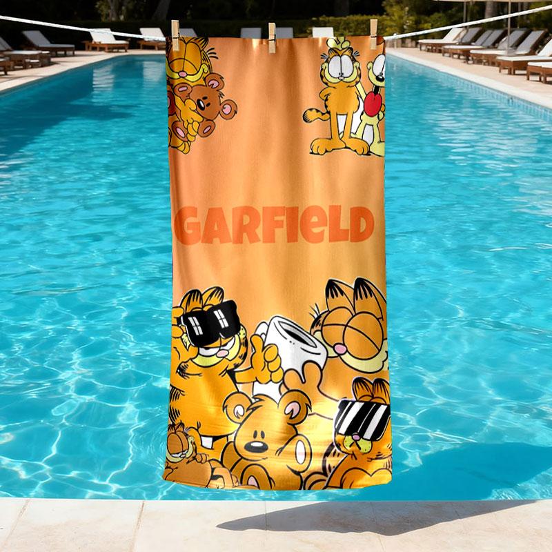 Garfield Print Beach Towel Design, Soft, Lightweight. for Home Bathroom, Spa, Pool, Yoga, Surfing, Camping, Gift for Family, Friend