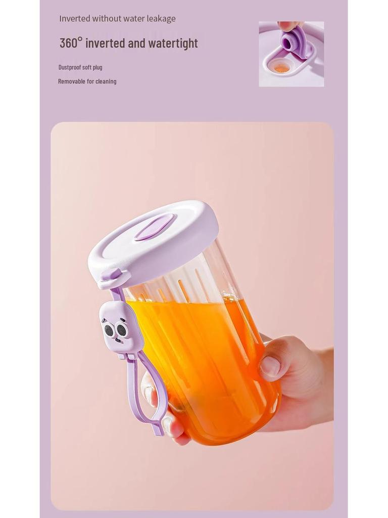 Портативный стакан для воды с соломинкой большой вместимости - Летний прохладный дизайн для девочек