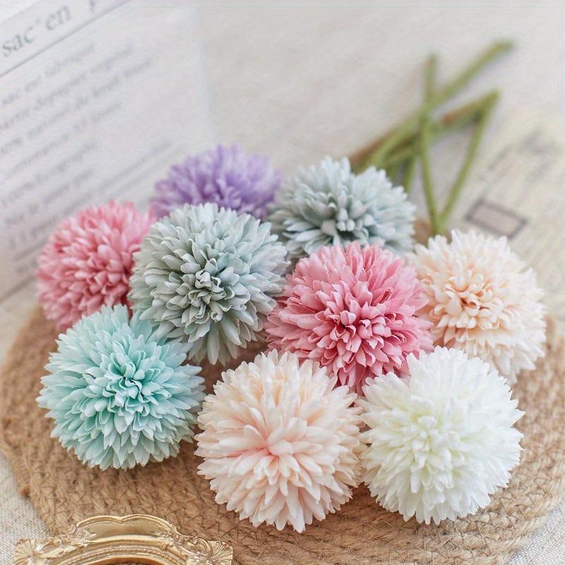 Artificial Chrysanthemum Ball Flowers Dandelion Hydrangea Arrangement Bouquet Present for Friends Bridal Wedding Bouquet Decor for