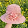 Bow Flower Solid Color Spring Summer Foldable Sunscreen Hats Wide Brim Travel Beach Breathable Sun Hats