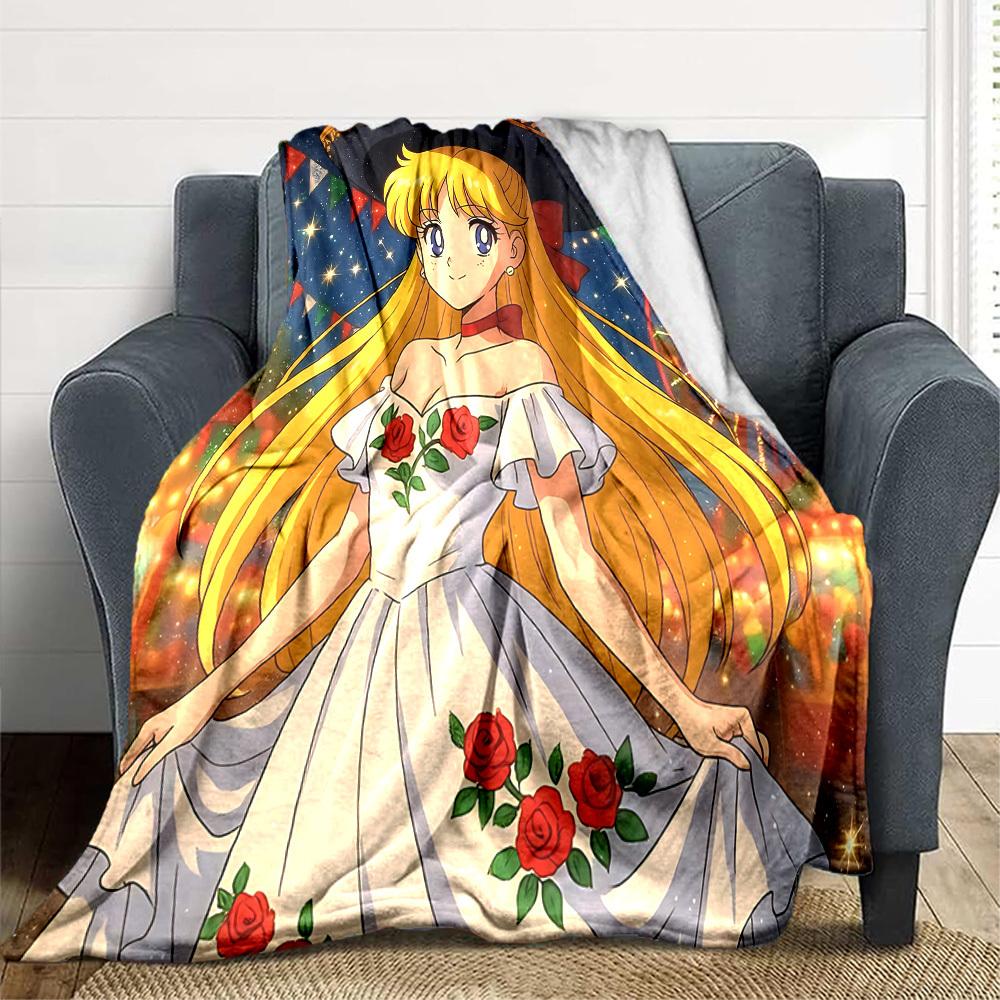 1 шт. Фланелевое одеяло «Сейлор Мун» [Уютное плед] Для дивана, кровати, путешествий, кемпинга, гостиной, офиса, дивана, кресла и кровати
